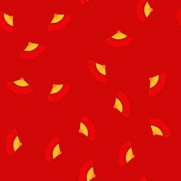 Seamless pattern china chinese fan cartoon vector Illustrazione stock