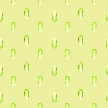 Seamless pattern Chinese cabbage on beige background. Simple ornament with le イラスト素材