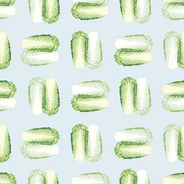 Seamless pattern Chinese cabbage on blue background. Simple ornament with let イラスト素材