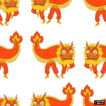 Seamless pattern Chinese dancing dragon. Иллюстрация