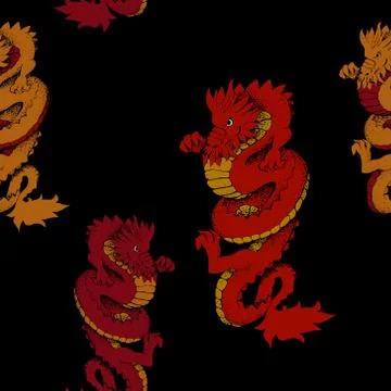 Seamless pattern chinese dragon Stock Illustration