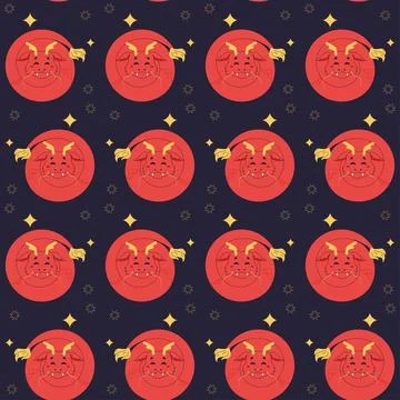 Seamless pattern chinese dragon, red cute 2024. Stock Illustration