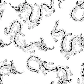 Seamless pattern with Chinese dragons. Stock Illustration