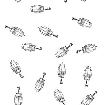 Seamless pattern Chinese lantern featuring traditional shape and hanging tass Stock Illustration