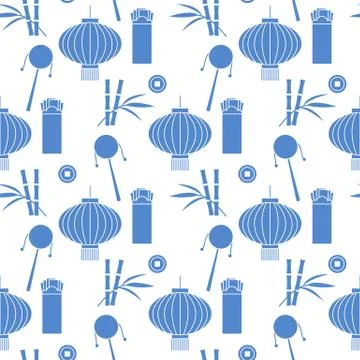 Seamless pattern Chinese New Year lantern envelope 스톡 일러스트