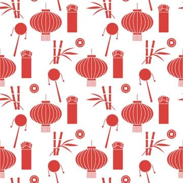 Seamless pattern Chinese New Year lantern envelope Illustrazione stock