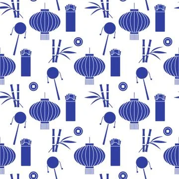 Seamless pattern Chinese New Year lantern envelope 스톡 일러스트