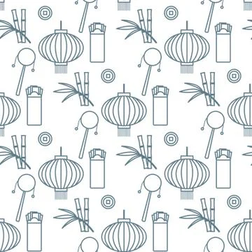 Seamless pattern Chinese New Year lantern envelope Stock Illustration