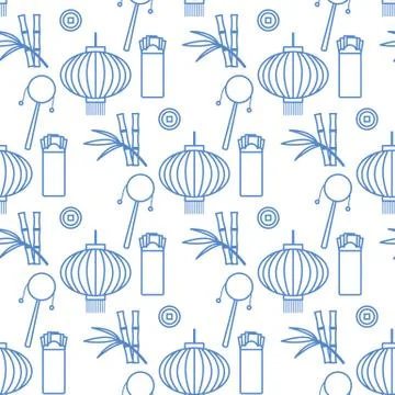 Seamless pattern Chinese New Year lantern envelope 스톡 일러스트