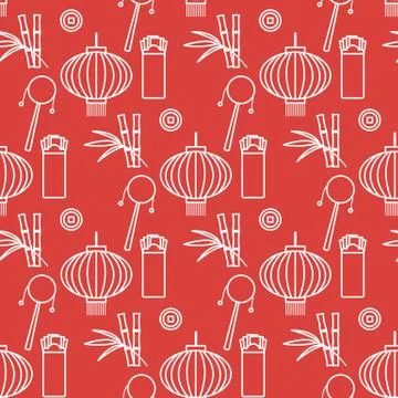 Seamless pattern Chinese New Year lantern envelope 스톡 일러스트