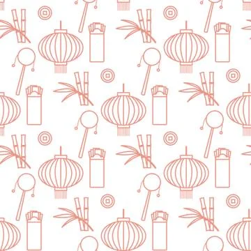 Seamless pattern Chinese New Year lantern envelope Stock Illustration