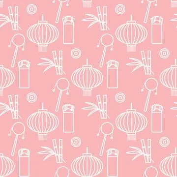 Seamless pattern Chinese New Year lantern envelope 스톡 일러스트
