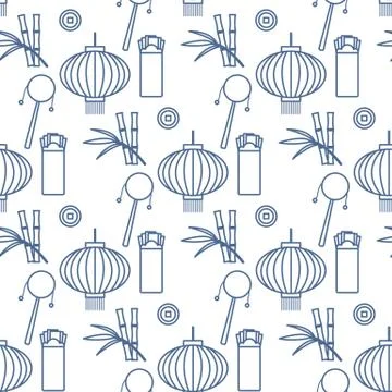 Seamless pattern Chinese New Year lantern envelope イラスト素材