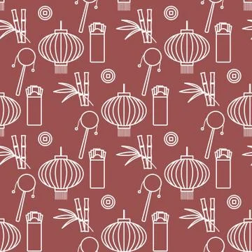 Seamless pattern Chinese New Year lantern envelope Stock Illustration