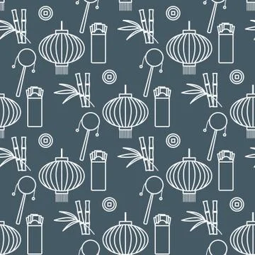 Seamless pattern Chinese New Year lantern envelope 스톡 일러스트