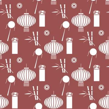 Seamless pattern Chinese New Year lantern envelope 스톡 일러스트