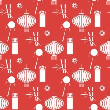 Seamless pattern Chinese New Year lantern envelope 스톡 일러스트