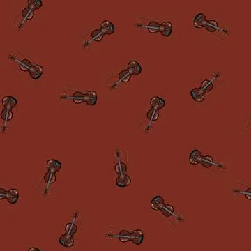 Seamless pattern chinrest violin cartoon vector Stock Illustration