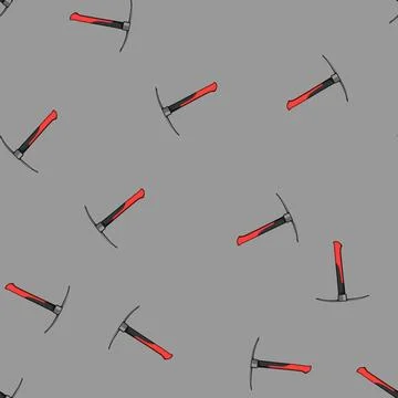 Seamless pattern chisel pickaxe cartoon vector Stock Illustration
