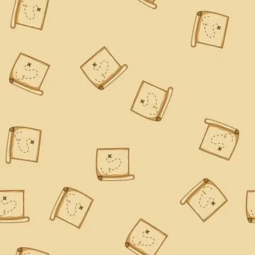 Seamless pattern chnavigation nautical map cartoon vector Stock Illustration