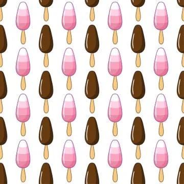 Seamless pattern with chocolate and fruity ice cream. Stock Illustration