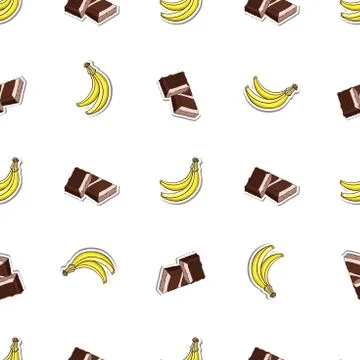 Seamless Pattern Chocolate Banana Stock Illustration