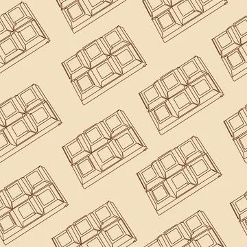 Seamless pattern of the chocolate bar icon. Continuous one-line drawing of ch Illustrazione stock
