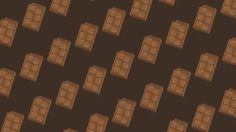 Seamless pattern with chocolate bars and bite marks on a dark brown background Stock Footage 328601525
