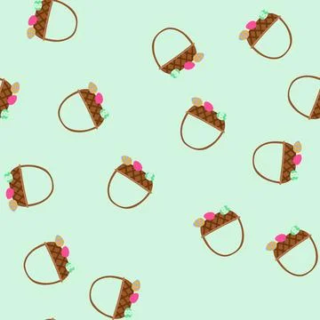 Seamless pattern chocolate basket easter cartoon vector Stock Illustration