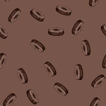 Seamless pattern chocolate biscuit cookie cartoon vector Stock Illustration