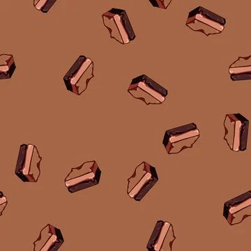 Seamless pattern chocolate brownie cartoon vector Stock Illustration