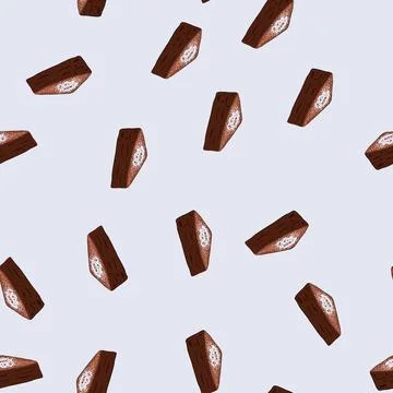 Seamless pattern chocolate brownie dessert piece with topping Stock Illustration