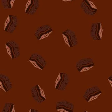 Seamless pattern chocolate brownie square representing sweet dessert snack Illustrazione stock