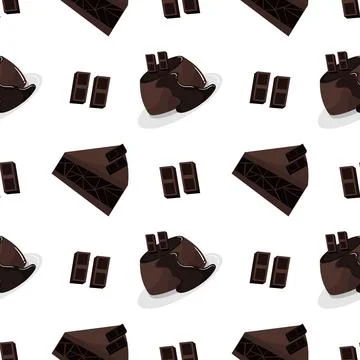 Seamless pattern of chocolate cake and pudding Stock Illustration