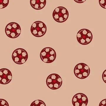 Seamless pattern chocolate cake with cream swirls and a cherry Illustrazione stock