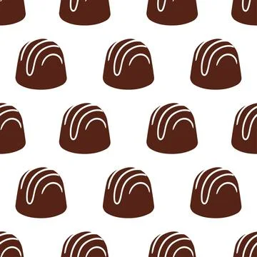 Seamless pattern with chocolate candy on white background. Stock Illustration