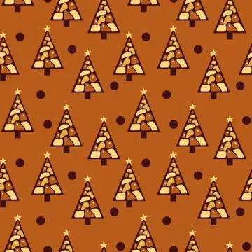 Seamless pattern. Chocolate Christmas trees. Different kinds of chocolate. Stock Illustration