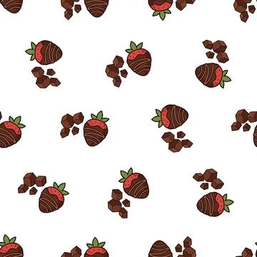 Seamless pattern with chocolate covered strawberries. Stock Illustration