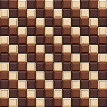 Seamless pattern with chocolate cubes, tiles. Stock Illustration