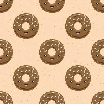 Seamless pattern with chocolate glazed donuts Stock Illustration