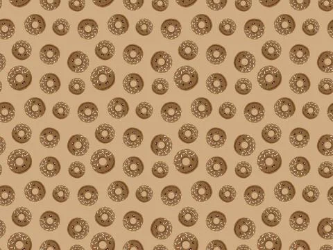 Seamless pattern with chocolate glazed donuts Stock Illustration