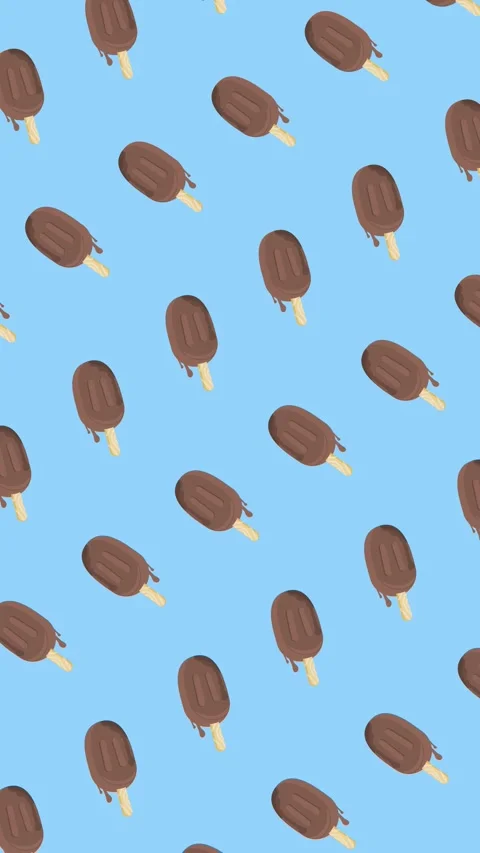 Seamless pattern of chocolate ice cream bars on a blue background animation Stock Footage 334230526