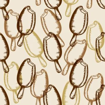 Seamless pattern with chocolate ice cream. Stock Illustration