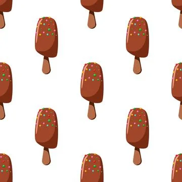 Seamless pattern of chocolate ice cream on a stick. Vector illustration Stock Illustration