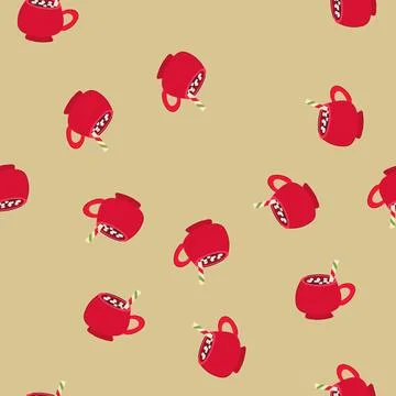 Seamless pattern chocolate marshmallow cup cartoon vector Stock Illustration