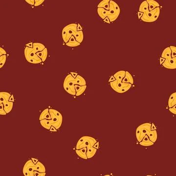Seamless pattern chocolate oatmeal cookies cartoon vector Stock Illustration