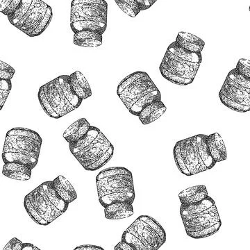 Seamless pattern chocolate paste jar sketch hand drawn Illustrazione stock