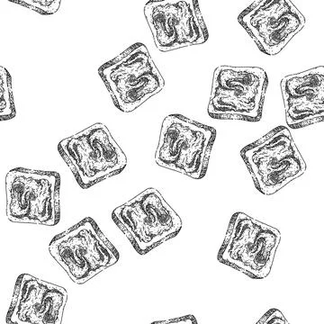 Seamless pattern chocolate paste toast sketch hand drawn Stock Illustration