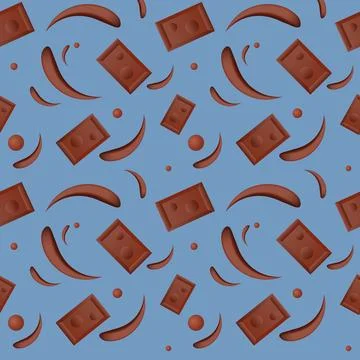 Seamless pattern with chocolate pieces. Stock Illustration