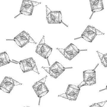 Seamless pattern chocolate powder sketch hand drawn Stock Illustration